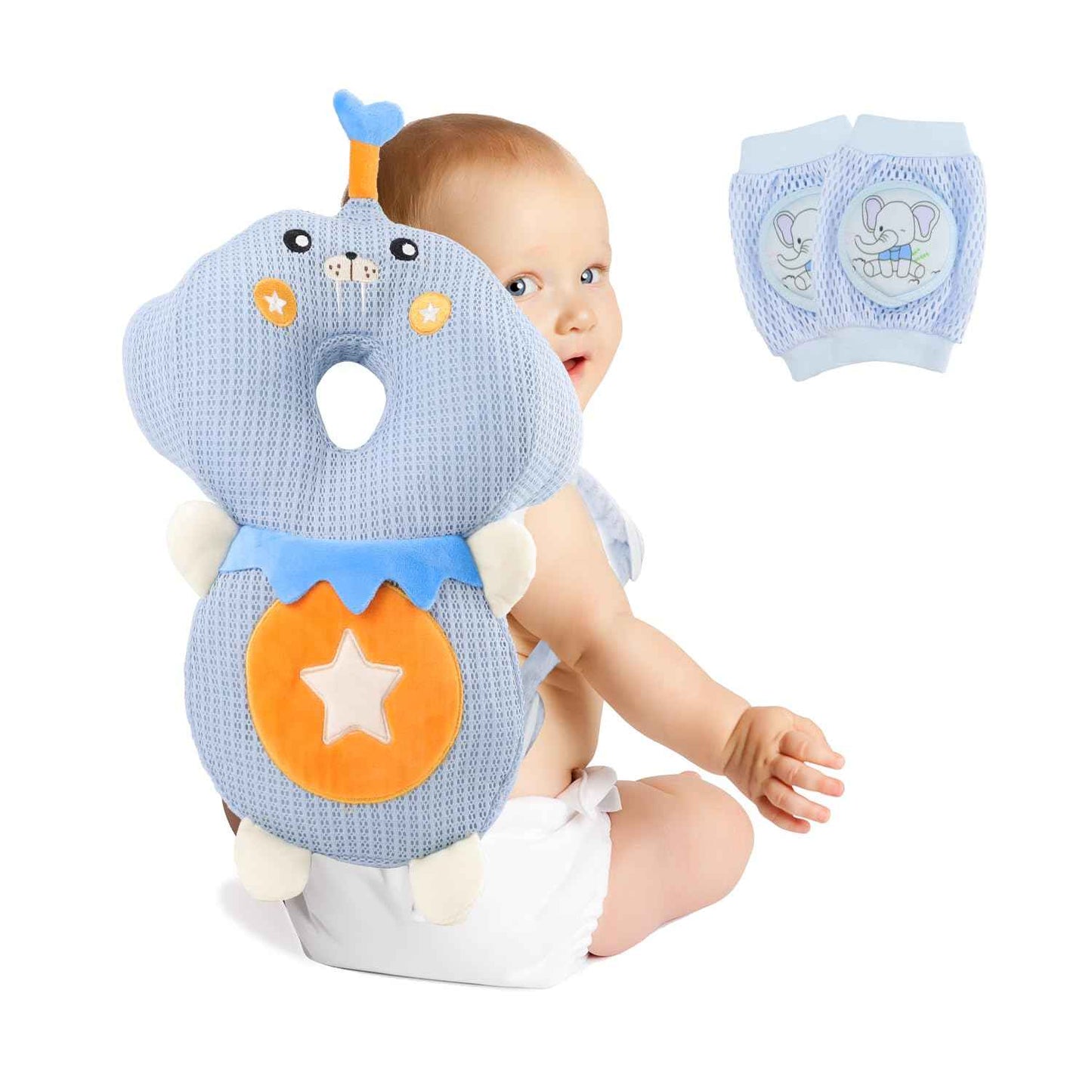 Aohcae Baby Head Protector Backpack with Baby Knee Pads for Walking & Crawling Adjustable Baby Head Protection Backpack Wear Safety Pad for Boys and Girls