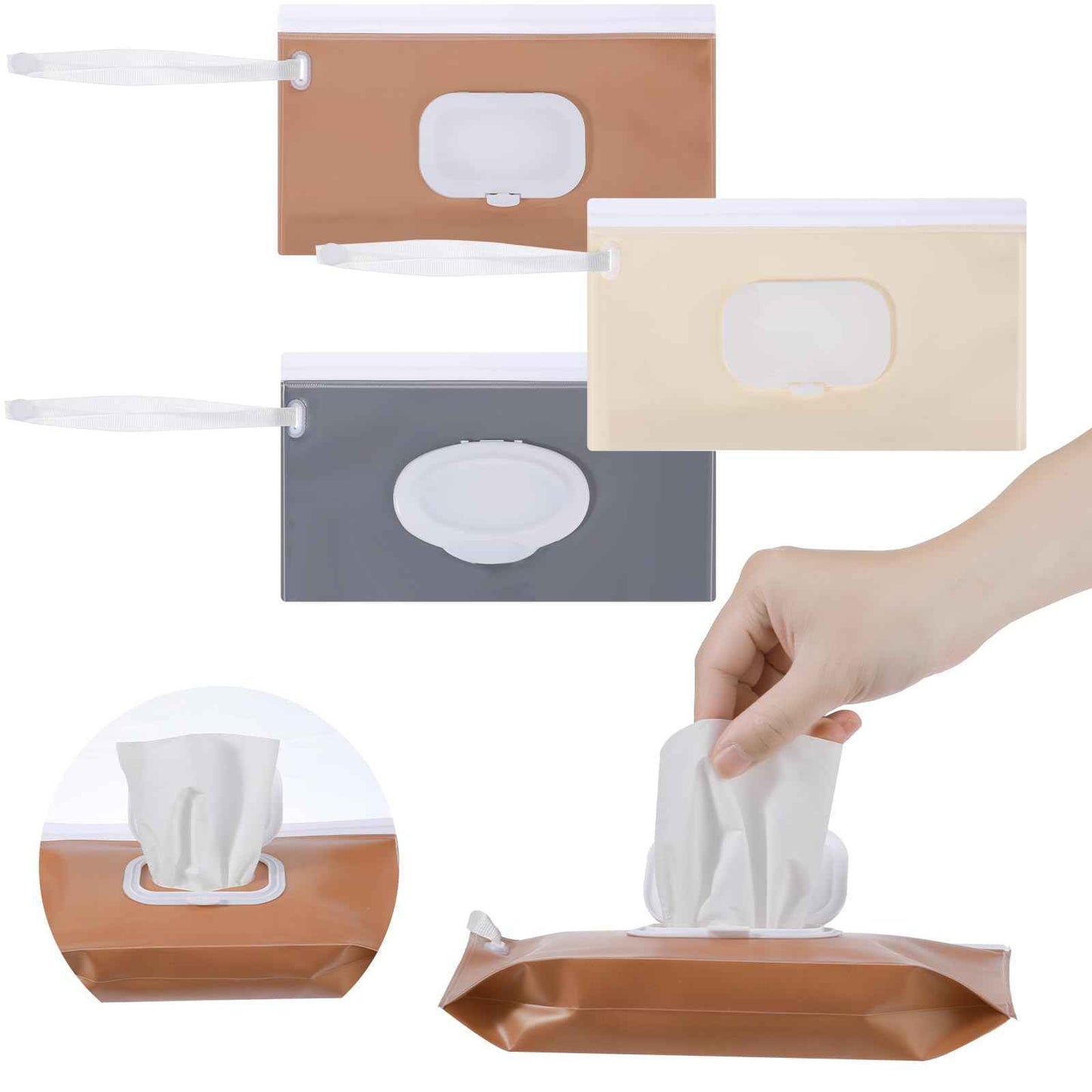 Reusable Wipes in various colors, showcasing a hand pulling a wipe from a holder, perfect for baby wipes.
