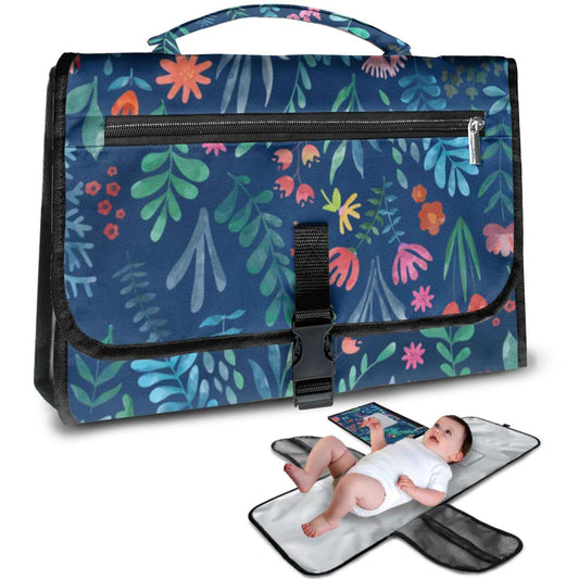 Portable Changing Pad Floral Travel Diaper Changing Pad for Newborn Girl & Boy with Wipes Pocket Foldable Wipeable Changing Pad Forest Floral Baby Changing Station - Baby Gifts