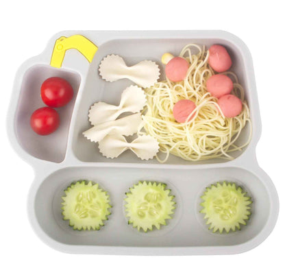 Baby Plate - Toddler Plate with Suction - 100% Food-Grade Silicone Divided Dinner Plates - Portable Non Slip - Microwave & Dishwasher Safe