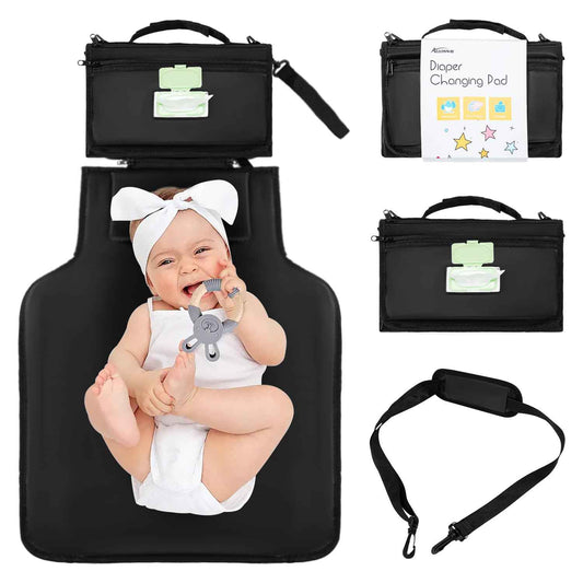 Allonway Portable Changing Pad Baby Changing Pad Waterproof Foldable Diaper Changing Pad Travel Changing Pad with Wipes Pocket Diaper Changing Mat for Baby Shower