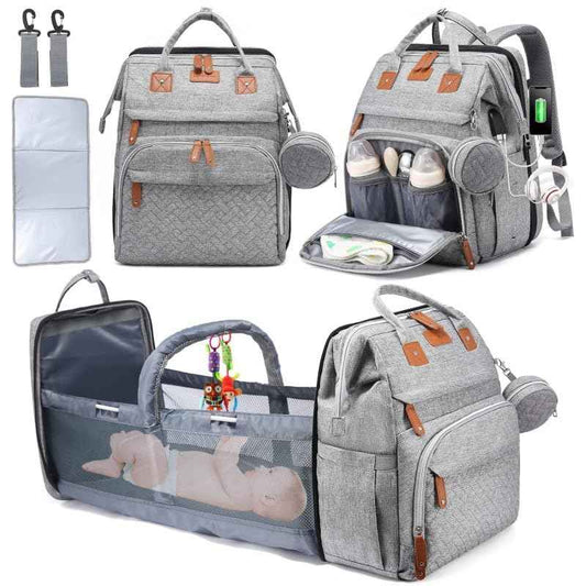 Diaper Bag Backpack with Changing Station – Includes Bonus Reusable Wipes Bag Pacifier Case & Mosquito Net – Travel-Friendly USB Charging Port Waterproof Oxford Large Capacity for Boys & Girls