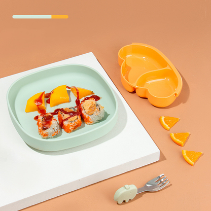 Portable Silicone Suction Plate for Kids' Self-Feeding