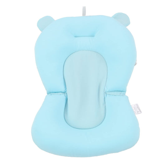 Foldable Baby Bath Seat - Soft Adjustable Blue Bear Cushion for Toddler Safety in Large Space