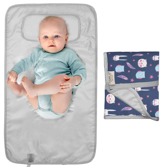 Portable Diaper Changing Pad - Waterproof Foldable Baby Changing Mat - Travel Diaper Change Pad - Lightweight Changing Pads for Baby - Baby Changer - Machine Washable - HAMUR HOME (Purple)