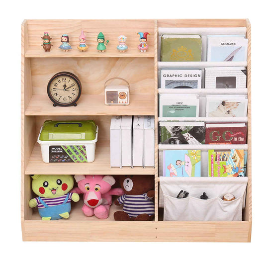FDHUIJIA 4 Tier Kids Wooden Bookshelf5 Layer Sling Children BookcaseBaby Storage Book RackBook and Toy Organizer Cabinet ChestBook Display ShelfPlayroom Nursery Classroom Library