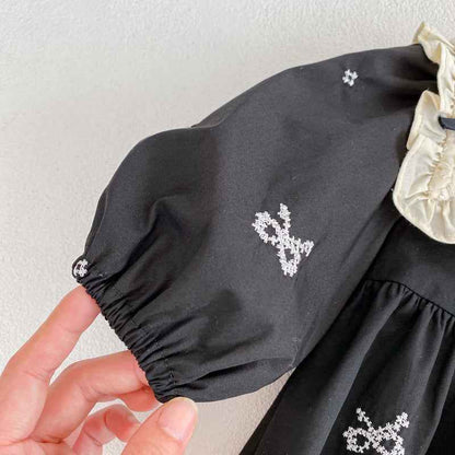 Long-Sleeved Cotton Embroidered Onesies for Girls