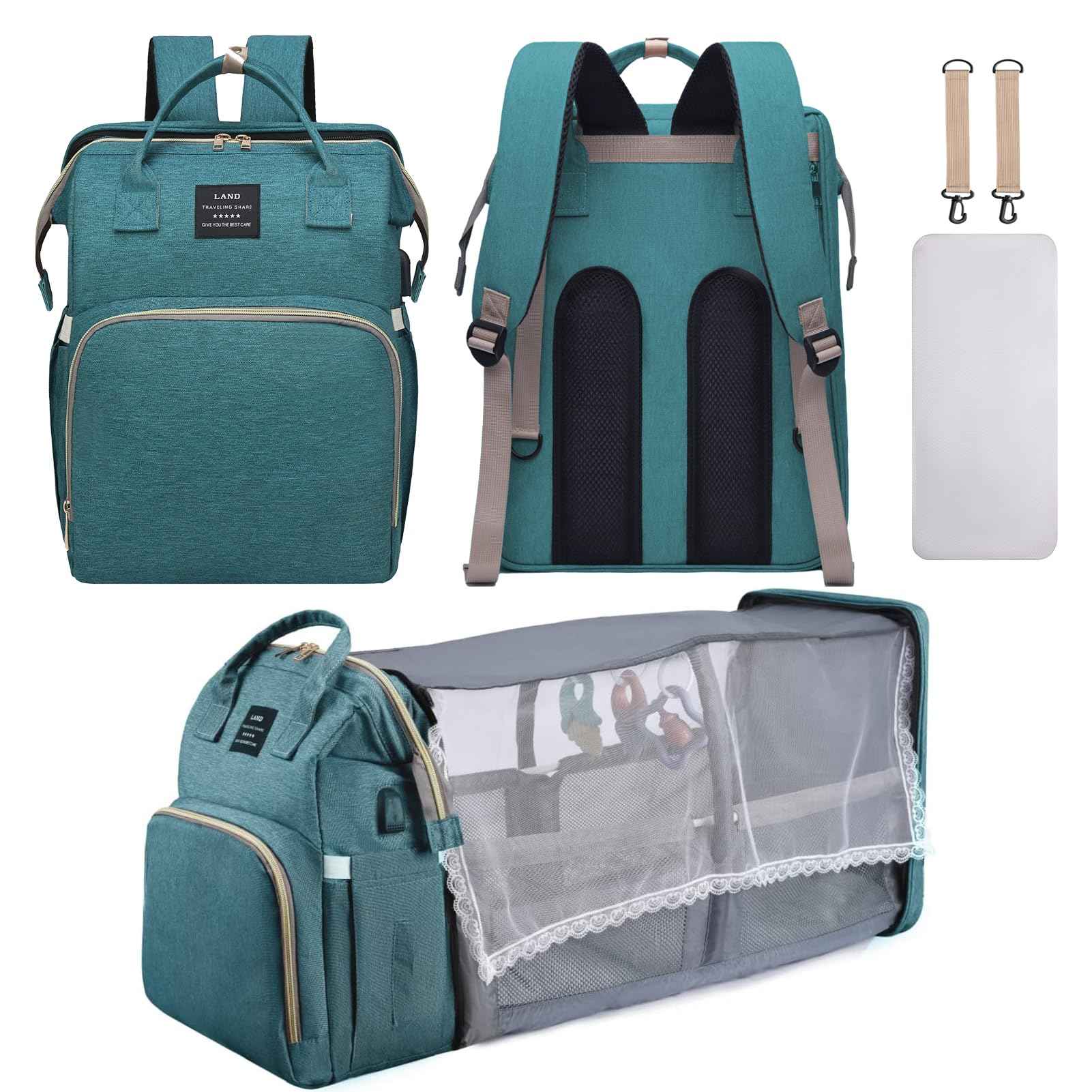 AFDLLDQM Diaper Bag Backpack Multifunctional Baby Diaper Bag Diaper Changing Station for Boys Girls Large Capacity Travel Baby Bag for Mom Dad