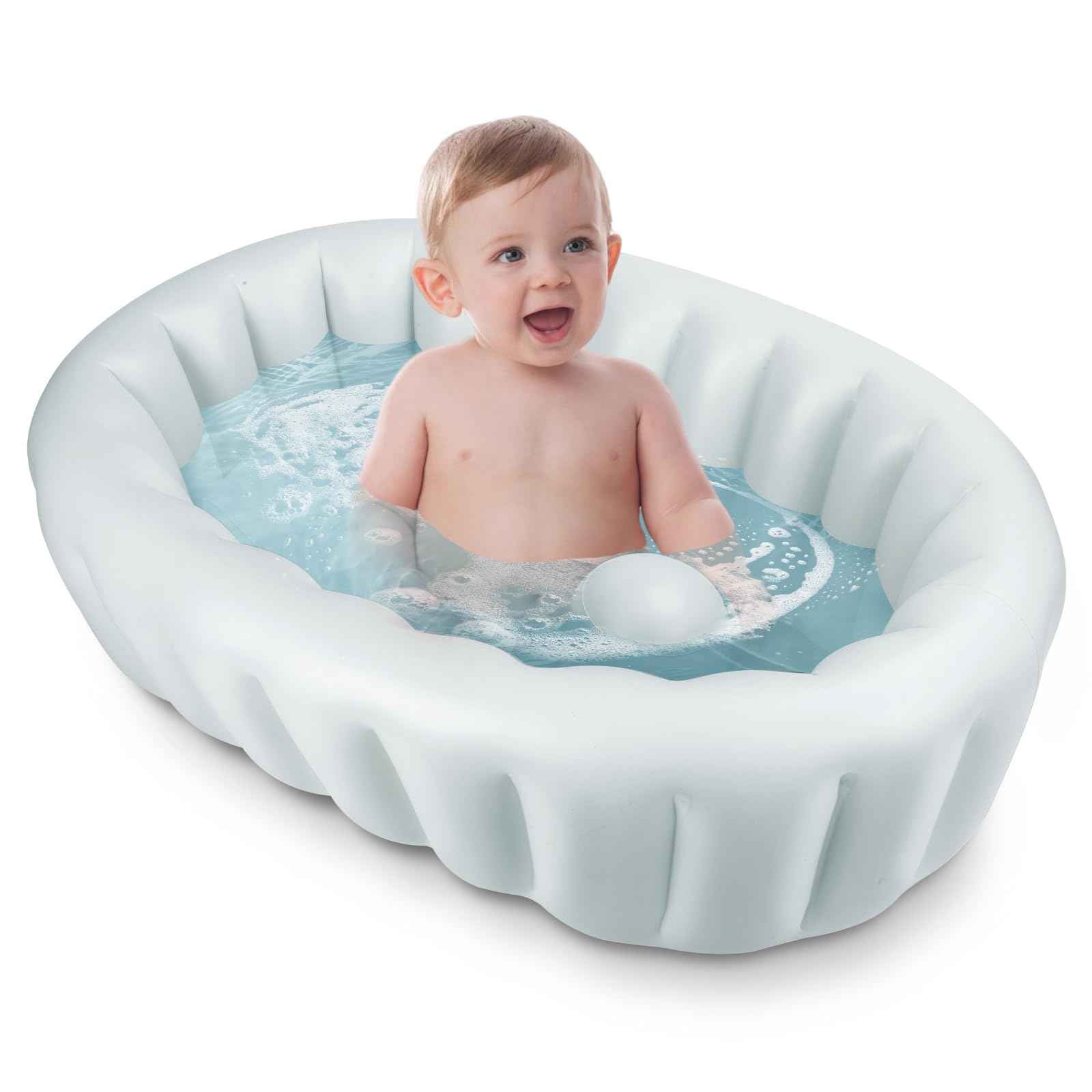 TOSGN Baby Bath Tub Inflatable Bathtub Travel Foldable Portable Bathtub for Infant and Newborn to Toddler Blow Up Bathtub for Boys and Girls 0-18 Months Air Pump Included Blue