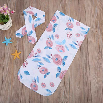Baby Floral Sleep Robe and Swaddle Set with Headband