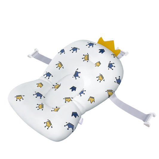 Baby Bath Cushion Pad for Newborns - Non-Slip Floating Bathtub Mat & Supporter Pillow (White Crown, 28cm*43cm*26cm)