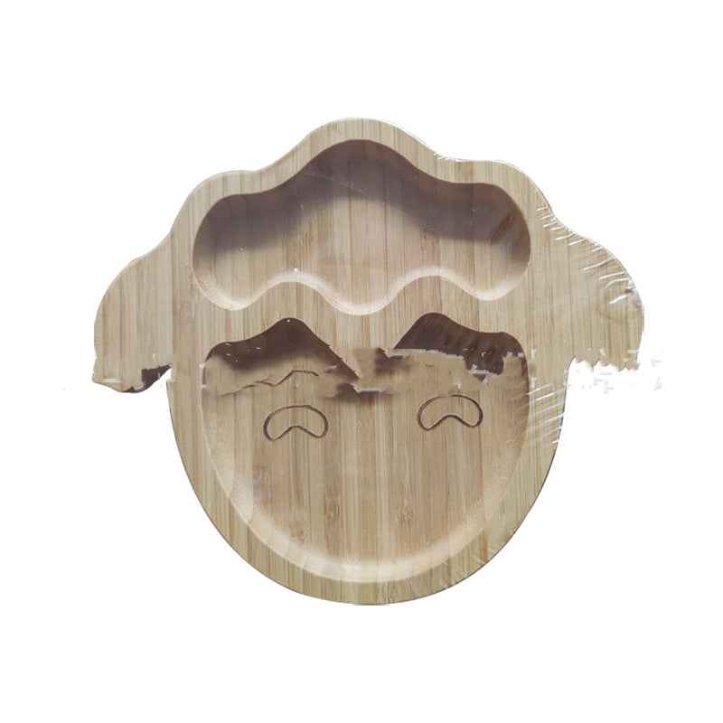 Bamboo Cartoon Baby Suction Bowl with Silicone Spoon Set