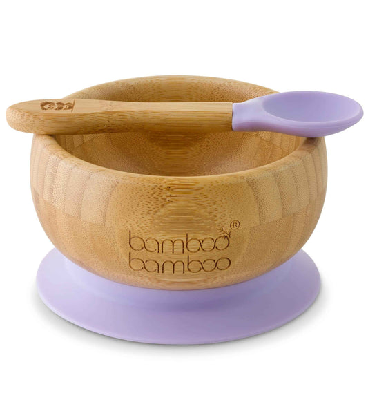 bamboo bamboo ® Suction Bowl for Baby – Bamboo Baby Bowl and Spoon Set with Removable Silicone Suction Cup for Kids | 11.8oz | Non-Toxic | Cool to the Touch | Ideal for Baby-Led Weaning (Lilac)
