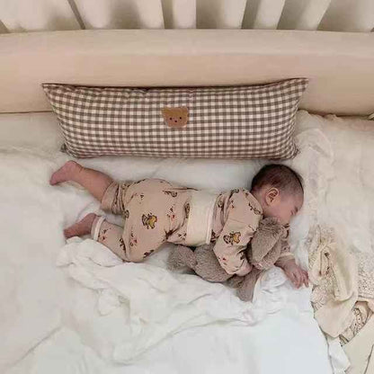 Plaid Bear Cotton Anti-Collision Pillow for Baby Bed