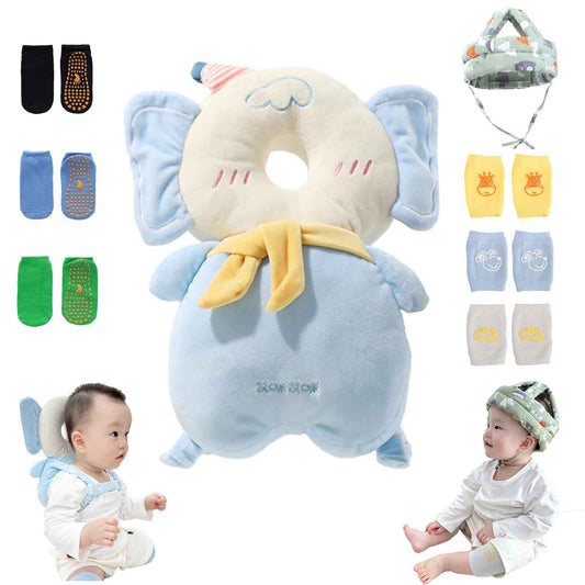 Toddler Baby Protection Backpack - Toddler Safety for Crawling Walking Running - Adjustable Pad - with 3 Baby Knee Pads and 3 Socks - Fall Back Head Protector