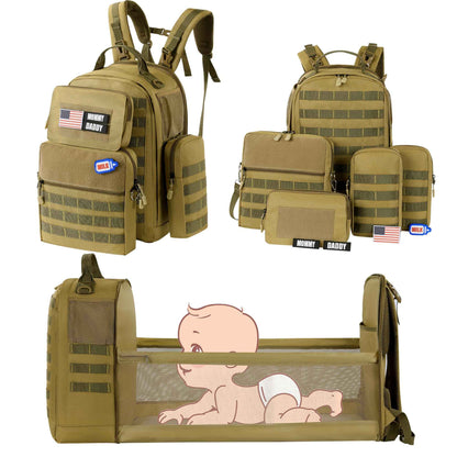 MABOZOO Baby Diaper Bag Backpack Combo with 4 Detached Bag Diaper Bag with Expandable Diaper Changing Station and Pad Dad Diaper Bag Baby Bag for Boys Girls
