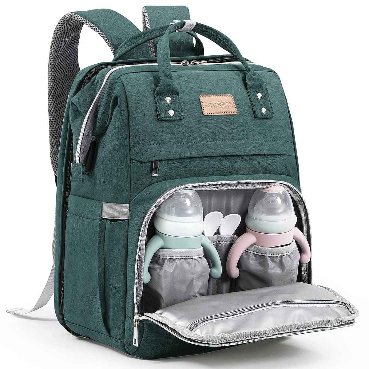 Diaper Bag Backpack Large Capacity Multifunction Diaper Backpack with Changing Pad for Boy Girl Travel Baby Bag for Moms Dads Baby Registry Search Shower Gifts Waterproof and Stylish Cyan