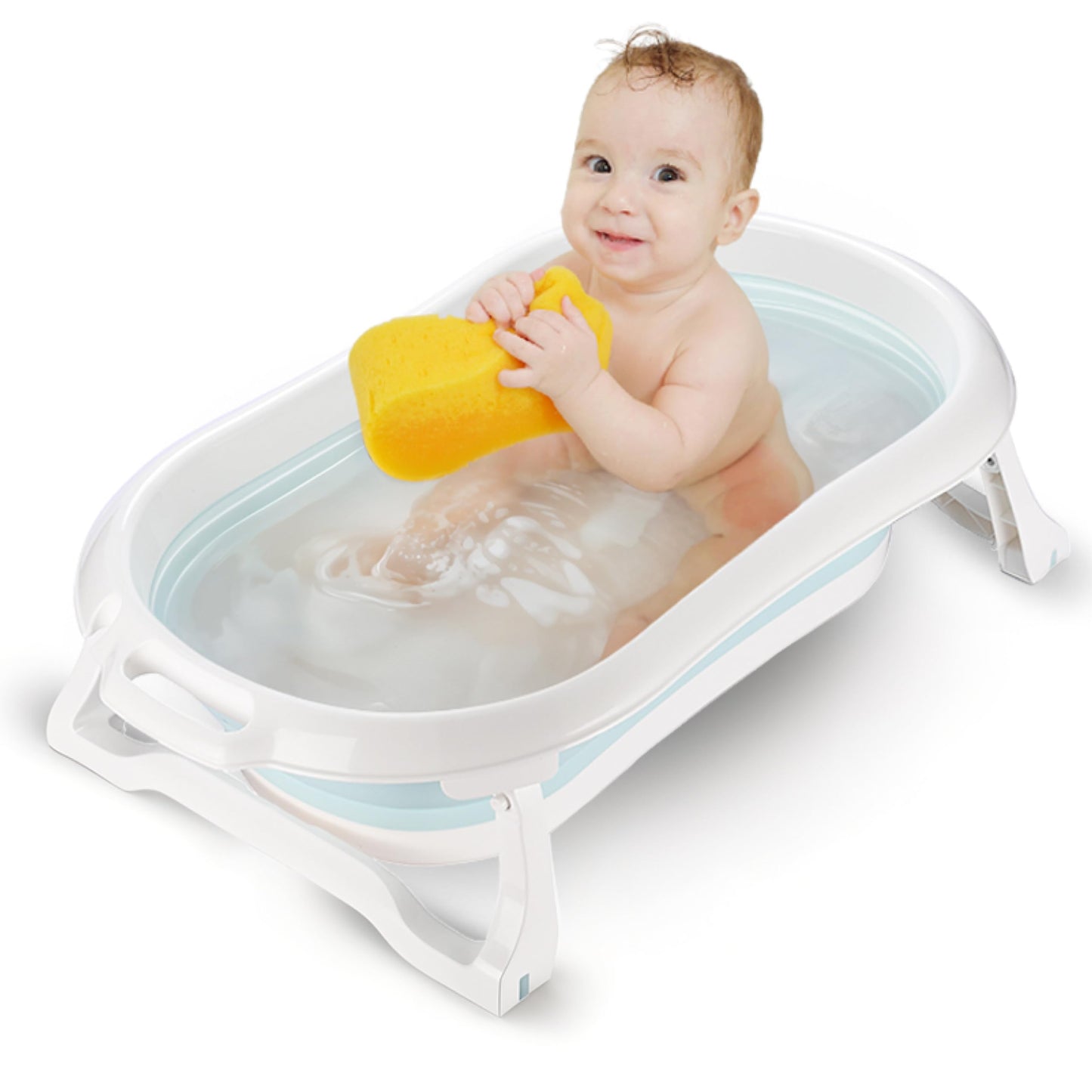 Childlike Behavior Portable Foldable Bathtub for Babies Newborns Infants Toddlers - Collapsible Folding Baby Soaking Bath Tub with Non-Slip Anti-Skid Legs - Easy to Store Safe Material