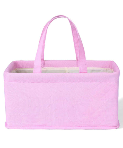 Diaper Organizer in pink quilted fabric, perfect for storing baby essentials like diapers and wipes.