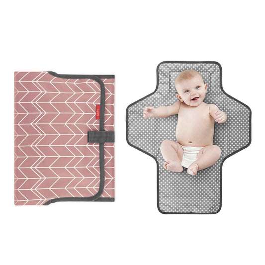Babebay Waterproof Portable Diaper Changing Pad Foldable Travel Changing Mat for Baby Girl Boy Lightweight Travel Changing Station Boho Geometric Pattern