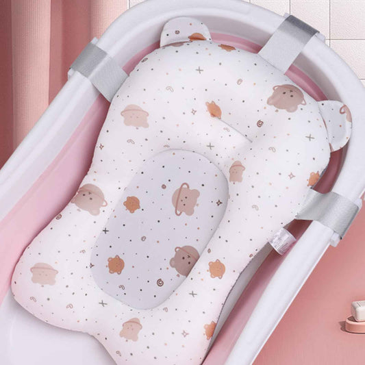 Baby Bath Tub Cushion Floating Baby Bath Seat for Bathtub Sink for Infant Newborn Adjustable Breathable Net Infant Bath Pillow Foldable Portable Infant Bath Supporter (White)